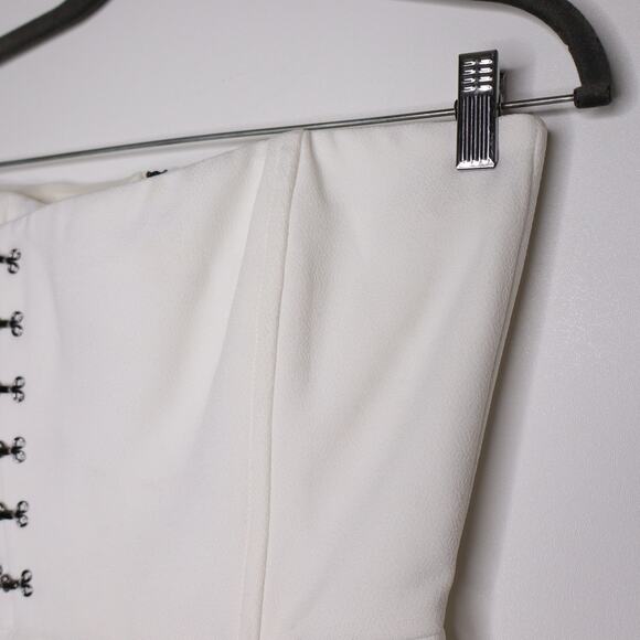MISHA Strapless Peplum Blouse Top Hook and Eye Detail Lined in White Women's 2 - Picture 3 of 13
